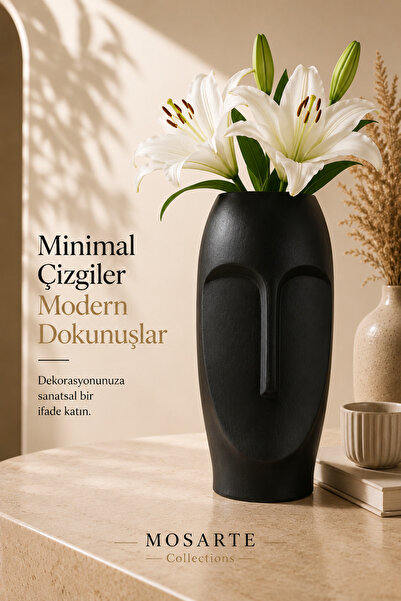 Mosarte Stoneface Series Minimalist Soyut Yüz Vazo / Heykel – Modern Dekorati...
