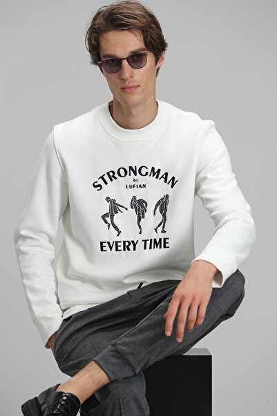 Lufian Edwın Erkek Sweatshirt Kırık Beyaz