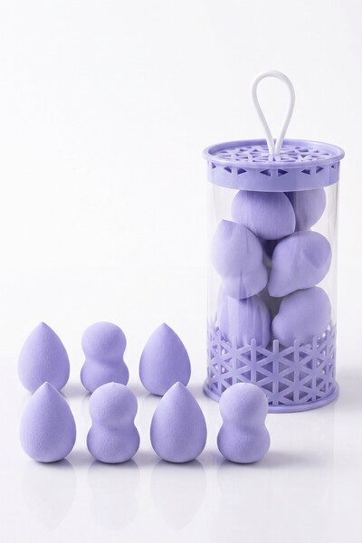 MAKRİ HOME Mini Boy 8'li Mor Makyaj Süngeri Seti- 2 cm x 3 cm Makyaj Uygulama...