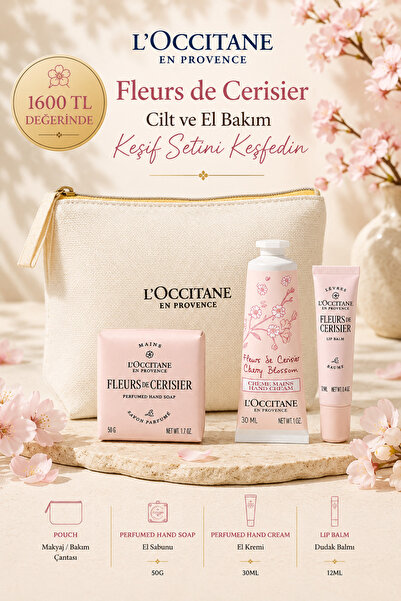 L'Occitane Fleurs de Cerisier Cilt ve El Bakım Keşif Seti, Özel Çantalı, 3'lü...