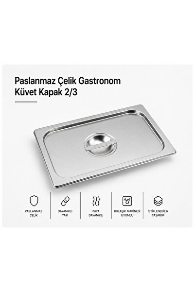 Natsan Paslanmaz Çelik Gastronom/gastronorm Küvet Kapak 2/3