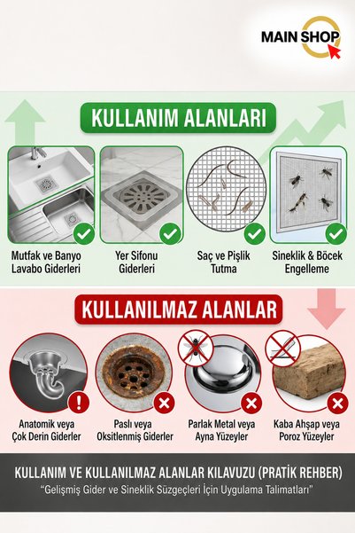 MAİN SHOP (20 قطعة) حامل استنزاف الحمام اللاصق القابل للتصرف ومصفاة فرز القمامة بالوعة المطبخ M-740