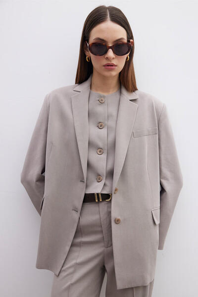 Manuka Large Cut Natural Blazer Jacket - Mink