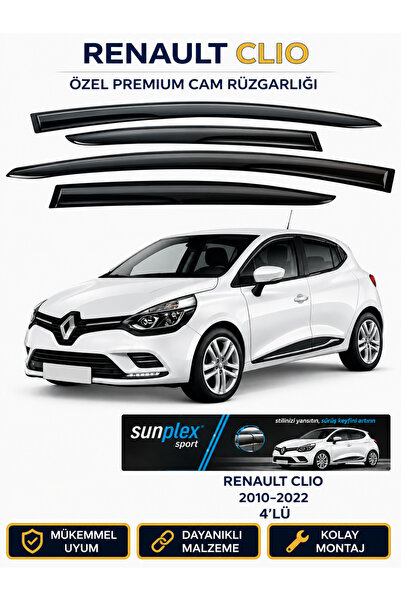 SUNPLEX Renault Clio 2010-2022 Uyumlu Cam Rüzgarlığı Takım 4’lü Takım Rüzgar ...