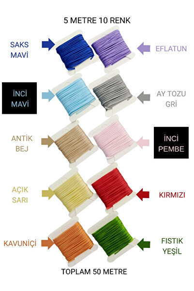 5 Meters 10 Colors 1mm Waxed Rope (TOTAL 50 METERS) Necklace Rope Jewelry Design Rope Bracelet Rope