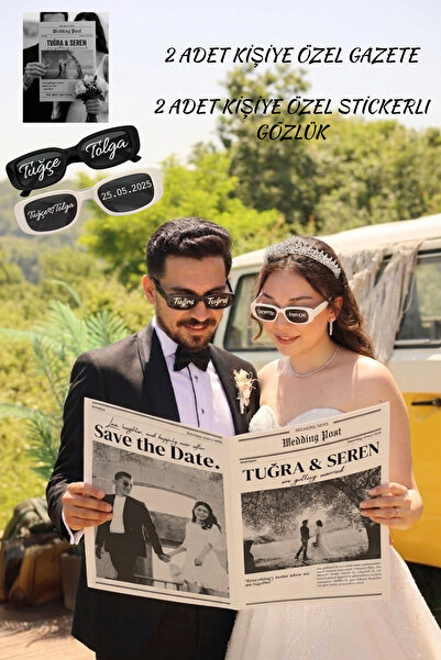 Atölyer Düğün gazetesi& İsimli gözlük ( 2'şer adet) Düğün,Nişan,Nikah Gazetesi