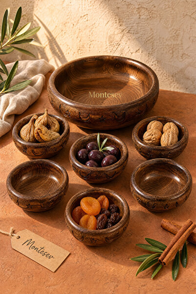 MONTESEV Handmade Wooden Natural Wood Snack Bowl Natural Wood Breakfast Bowl ...