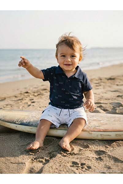 Civil Baby Tricou Balık Empirme pentru 6-18 luni - Bleumarin 6-9 luni