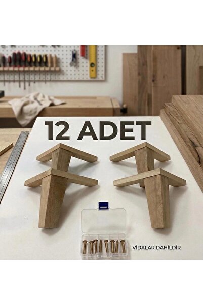 GÜRGEN AĞACI Ham 14 cm kare mobilya ayağı 12 ad