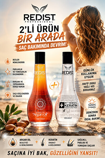 Redist Argan Yağı 100ml + Keratinli Saç Bakım Yağı 100 Ml