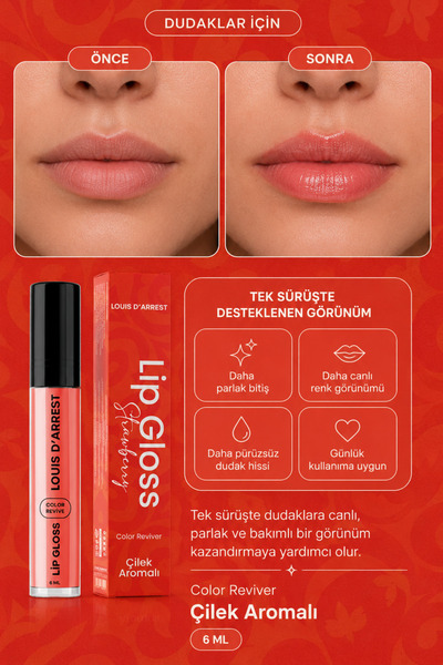 Louis DArrest Çilek Aromalı Dudak Dolgunlaştırıcı Ve Parlatıcı Lip Gloss