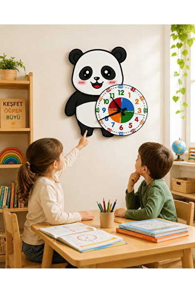 karbonsoft Sevimli Panda Po Montessori Çocuk Odası Eğitici Ahşap Duvar Saati ...