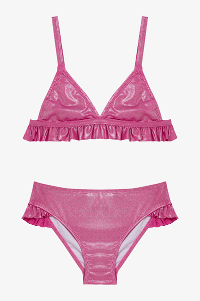 Penti Set bikini triunghi strălucitor pentru fetiță roz