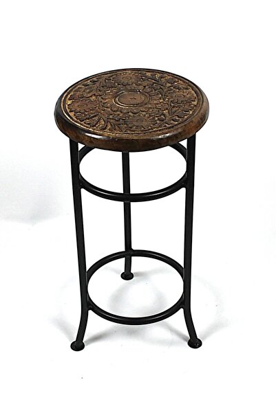 Otantik Çarşı Ahşap Yan Sehpa Çiçeklik 23x23x45 cm.