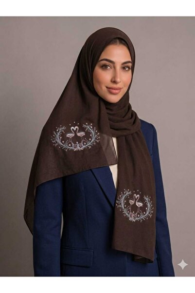 Veil Designer Two-Layer Brown Pillowcase with Embroidery on Both Sides, Cormo...