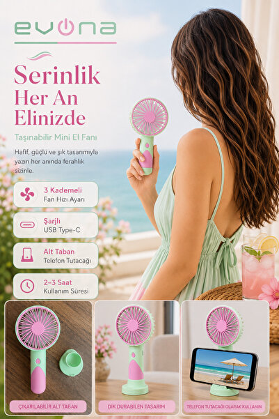 evona Feny El Fanı 3 Kademeli Mini El Ve Masa Vantilatörü