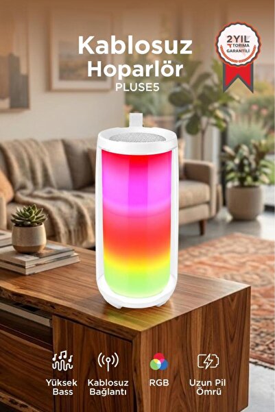 Torima Bluetooth Hoparlör Rgb Işıklı Speaker PLUSE5 Beyaz