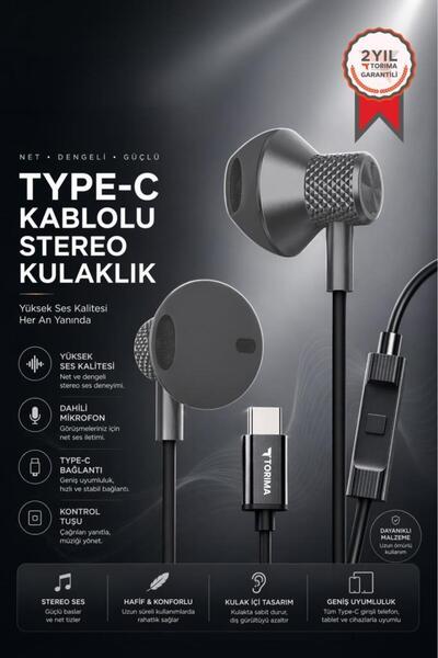 Torima Kablolu Kulaklık Type-C Girişli Kulak İçi Kulaklık TC05 Gri