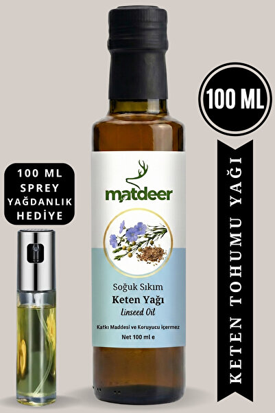 MATDEER 100 ml Keten Tohumu Yağı Soğuk Sıkım - %100 Saf ve Doğal