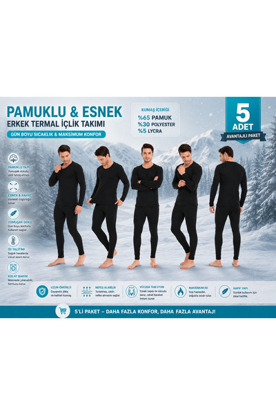 Isıl Termal |   Pachet de 5 piese de costum termic pentru bărbați, super avan...