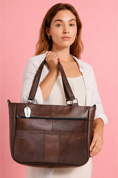 westbag Genuine Leather Tan Handle Crossbody Messenger Multi-Compartment Bag ...