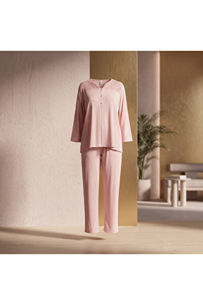 Lady Lingerie طقم بيجامة للحوامل والمرضعات من قطعتين - قميص بأكمام طويلة وبنط...