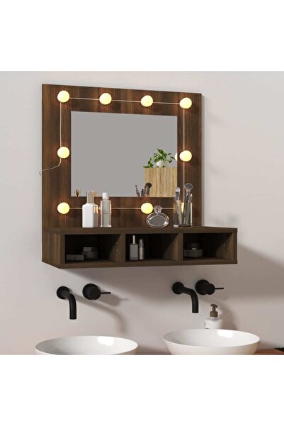 Concept Dulap cu oglindă și LED, stejar maro, 60x31,5x62 cm