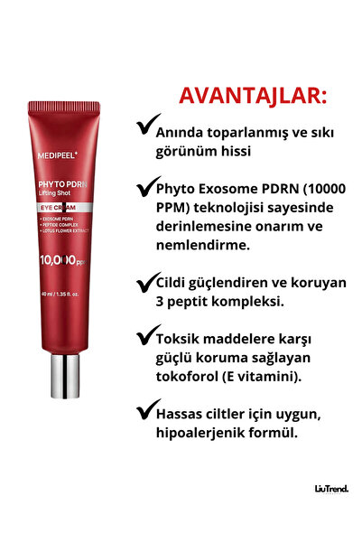 Medipeel Phyto Exosome PDRN Lifting Shot Göz Kremi 40 ml – Kırışıklık Karşıtı & Sıkılaştırıcı