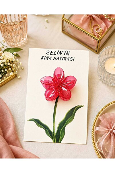 ASPİRİZM Özel İsim Kartlı Hediyelik Kırmızı Lotus Toka (15'li Set) DÜĞÜN-NİKA...