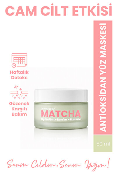 Bade Natural Matcha Antioksidan Cam Cilt (Glass Skin) Gözenek Karşıtı Yüz Mas...