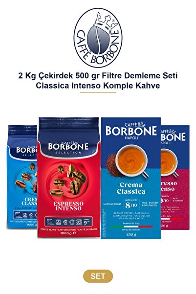 Caffe Borbone كافيه بوربون 2 كجم، 500 جرام من حبوب القهوة، مجموعة تحضير القهو...