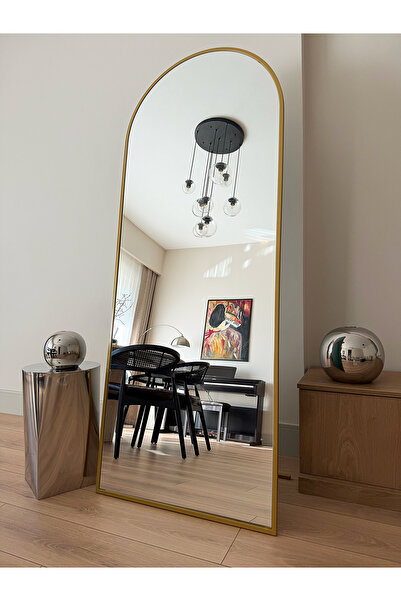 EFFE YAPI DEKOR Gold Metal Çerçeveli 180x70 Cm Demonte Ayaklı Oval Ayaklı Boy...
