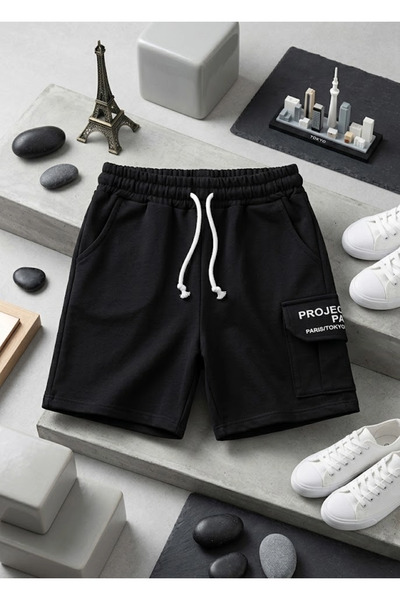 meyastore Boy's Shorts Project Paris Printed with Cargo Pockets