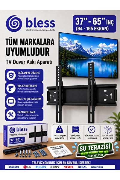 Bless Philips 65'' Inç 165 Ekran Uyumlu Televizyon Sabit Duvar Askı Aparatı +...