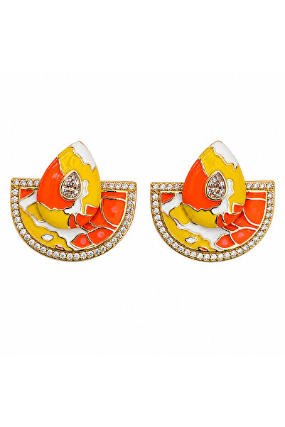 Store Diva Charm Two Tones of Sparkle Yellow&Orange Earrings