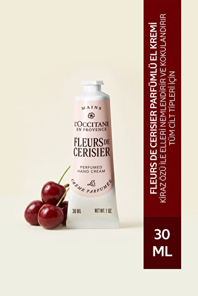 L'Occitane Fleurs de Cerisier Parfümlü El Kremi, Kiraz Özü İçeren Besleyici v...