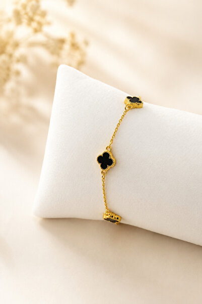Crc Bijuteri Gold Color Steel Black Enamel Bracelet