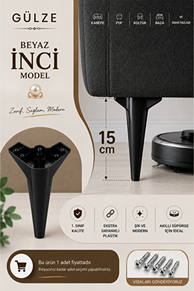 GÜLZE (15 cm) İNCİ Model Mobilya Ayağı (Mobilya Ayağı, Dolap, Koltuk, Tv Ünit...