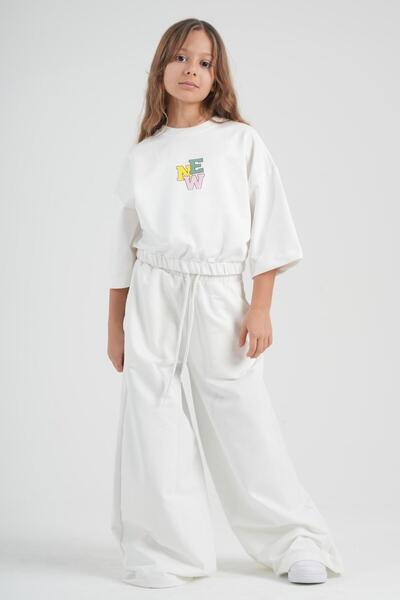 HayKids Set hanorac supradimensionat pentru fete, pantaloni palazzo cu picior...