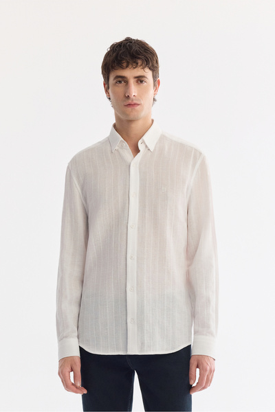 Avva Men's White Bottomed Collar 100% Cotton Breathable Comfort Fit Shirt A61...