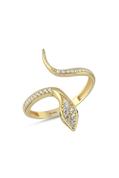 Sembol Gold 14 Ayar Taşlı Yılan Figürlü Altın Yüzük 1.90 Gram