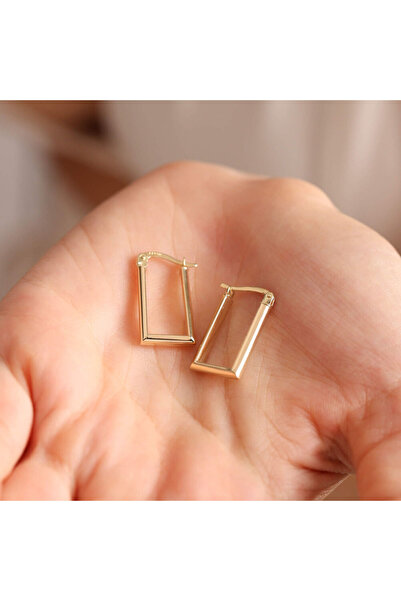 Sembol Gold Altın Halka Küpe Rectangle 2.0 cm