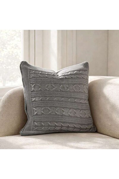 PAN HOME Corvin Chunky Cable Knitted Cushion Cover 50x50cm - Grey