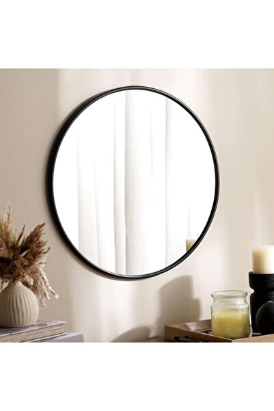 PAN HOME Miso Pp Frame Round Wall Mirror Dia 50cm - Black