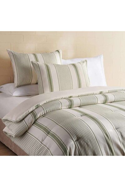 PAN HOME طقم لحاف منسوج من ثلاث قطع مقاس كوين 200×240 سم - لون أخضر فاتح