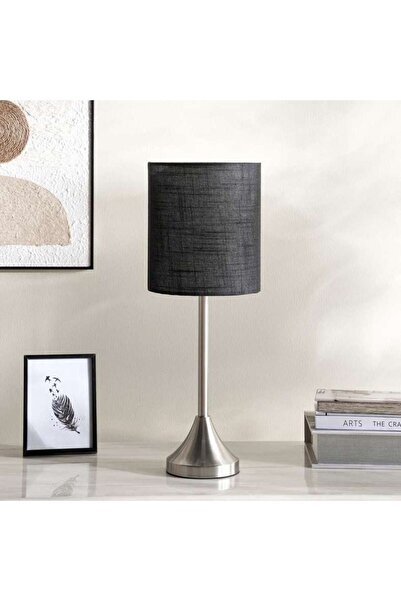 PAN HOME مصباح طاولة معدني Corren E27 20x54 سم - نيكل ساتان