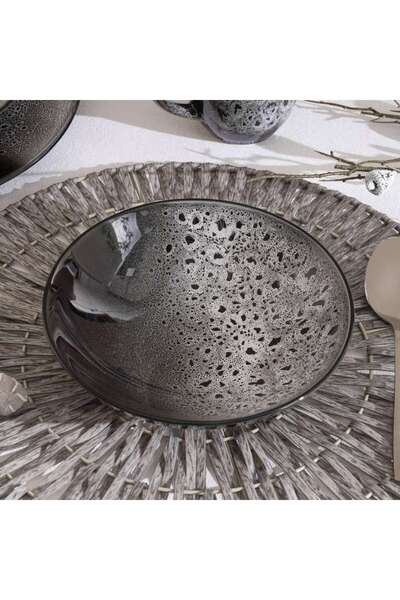 PAN HOME Orion Reactive Glaze Stoneware Salad Bowl Dia19cm -black