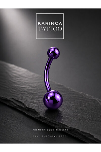 Karınca Piercing Mor Göbek Piercingi Cerrahi Çelik Renkli Purple Belly Piercing
