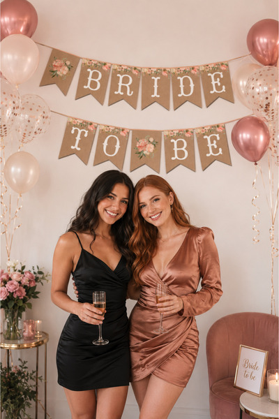 Parti dolabı Bride To Be Yazılı Bekarlığa Veda Süs Zikzak Kraft Banner