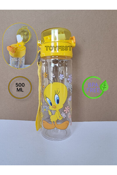 TOYFEST Pipetli Suluk Matara - Kilit Kapaklı Tweety Temalı Lisanslı - 500 ML